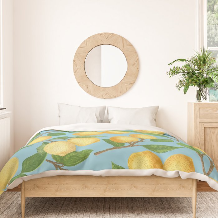 Lemonade on Blue Background Duvet Cover Gallery Image 3