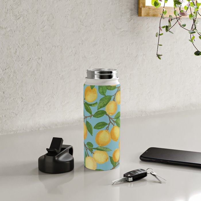 Lemonade on Blue Background Water Bottle Gallery Image 4