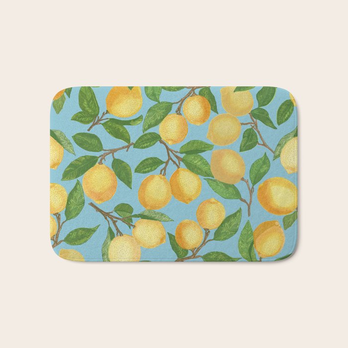 Lemonade on Blue Background Bath Mat Gallery Image 1