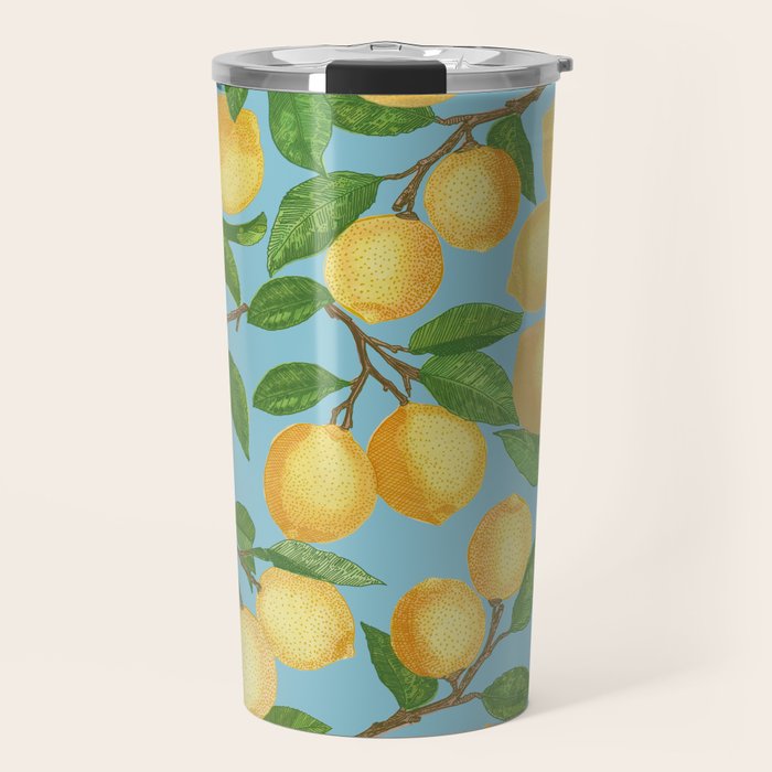 Lemonade on Blue Background Travel Mug Gallery Image 1