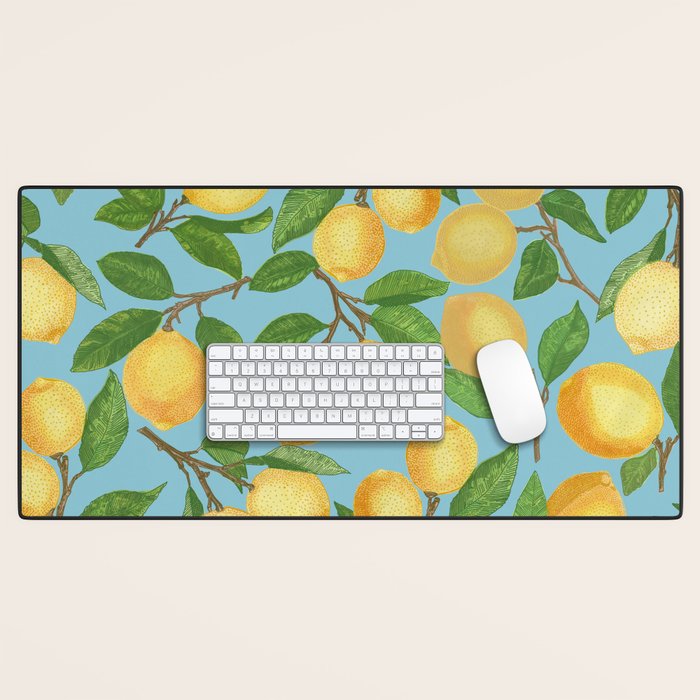 Lemonade on Blue Background Desk Mat Gallery Image 1