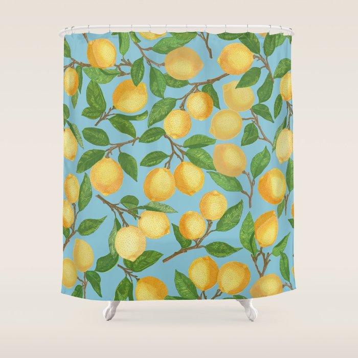 Lemonade on Blue Background Shower Curtain Gallery Image 1