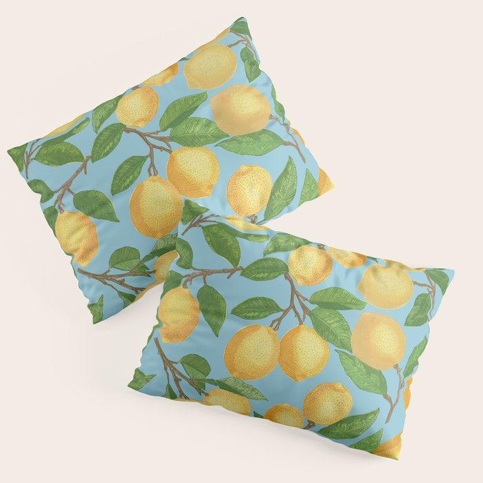 Lemonade on Blue Background Pillow Sham Gallery Image 3