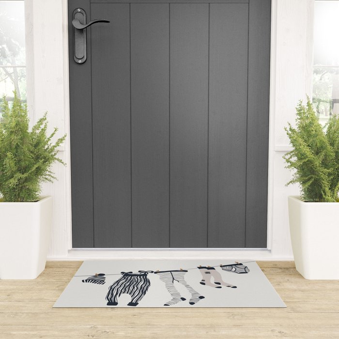 Hang out in laundry room Illu denim Welcome Mat Gallery Image 3