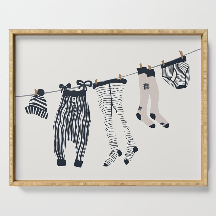 Hang out in laundry room Illu denim Serving Tray Gallery Image 1