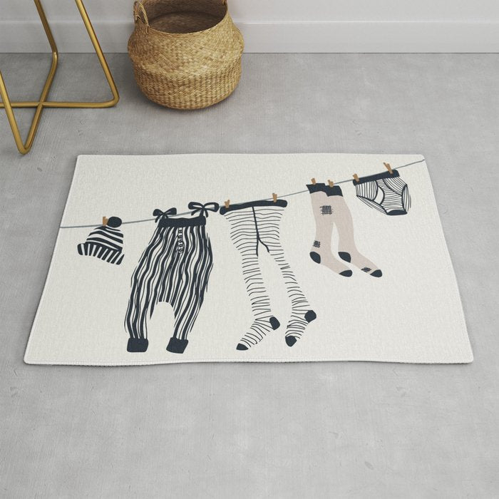 Hang out in laundry room Illu denim Rug Gallery Image 1