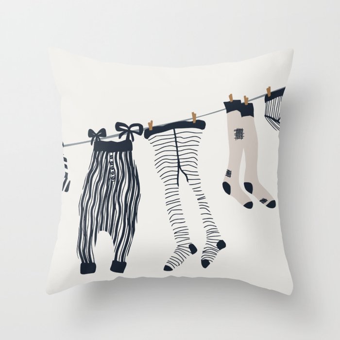 Hang out in laundry room Illu denim Throw Pillow Gallery Image 6