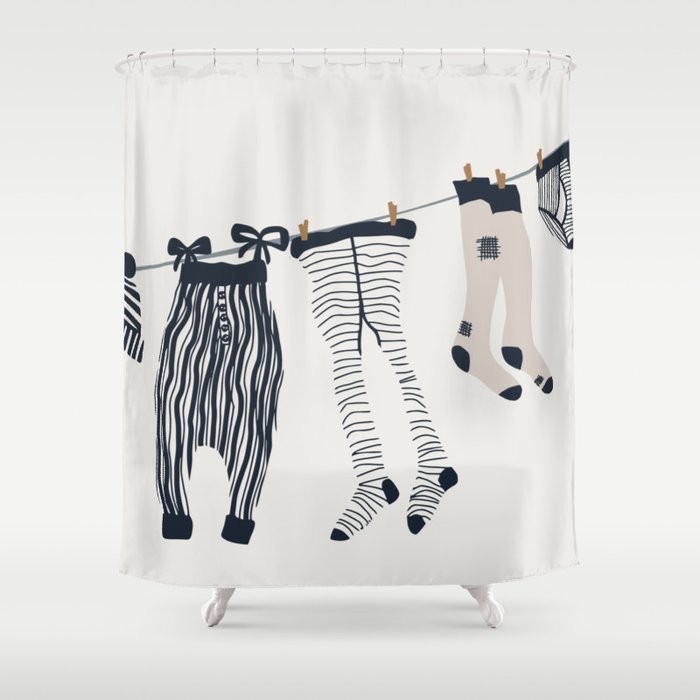 Hang out in laundry room Illu denim Shower Curtain Gallery Image 1