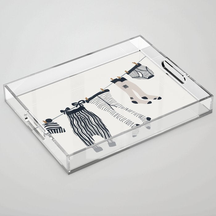 Hang out in laundry room Illu denim Acrylic Tray Gallery Image 1