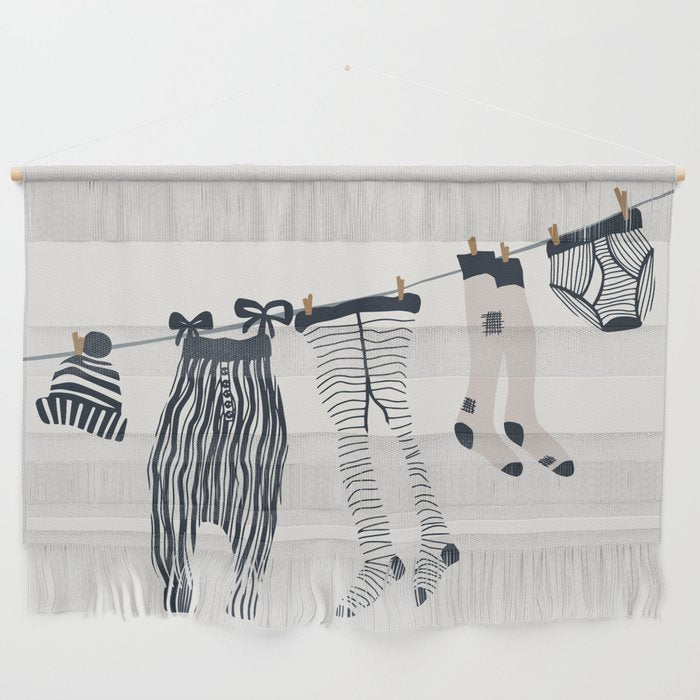 Hang out in laundry room Illu denim Wall Hanging Gallery Image 1