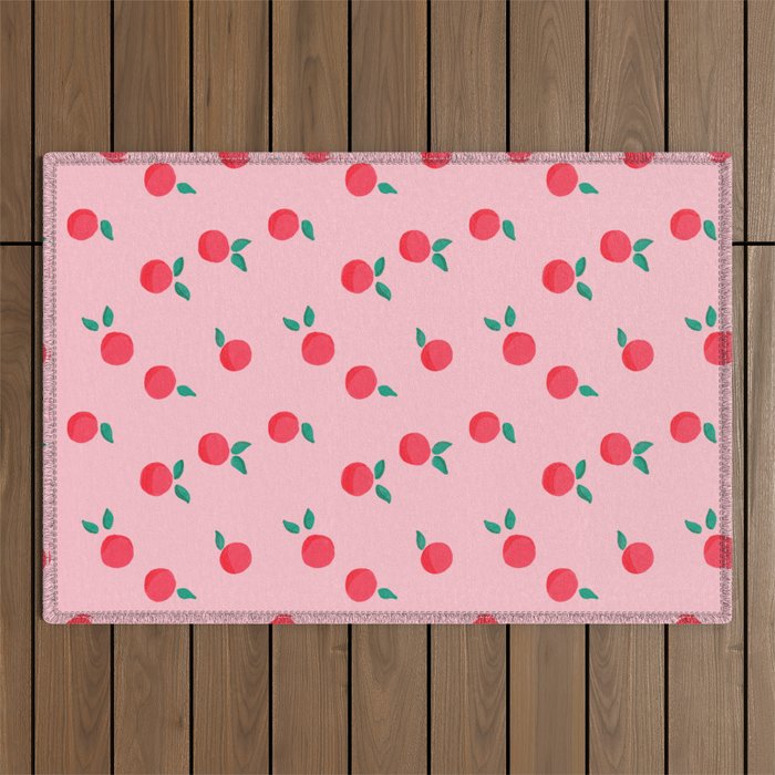 Summer Pink Peaches Pattern Outdoor Rug Gallery Image 1