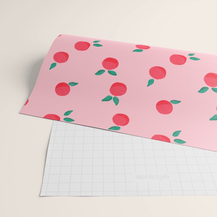 Summer Pink Peaches Pattern Wrapping Paper Gallery Image 2