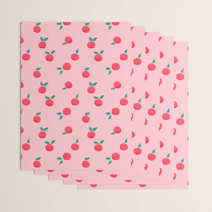 Summer Pink Peaches Pattern Wrapping Paper Gallery Image 3