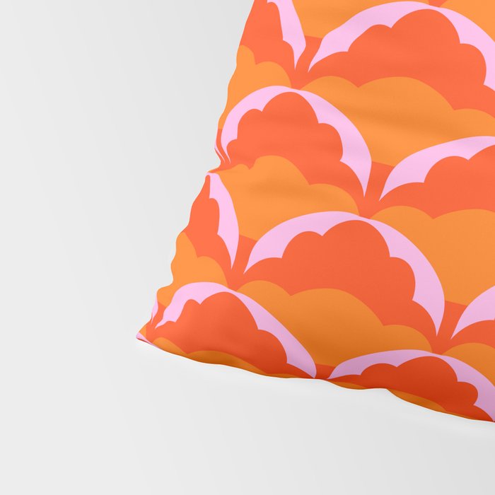 Orange Scalloped Floral Pattern Pillow Sham Gallery Image 4