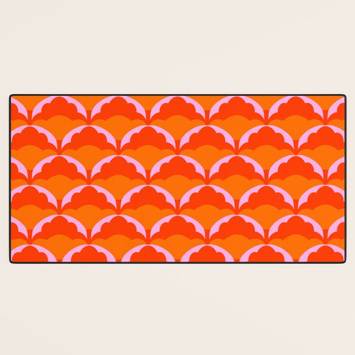 Orange Scalloped Floral Pattern Desk Mat Gallery Image 3