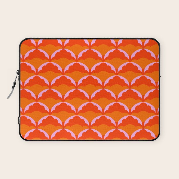 Orange Scalloped Floral Pattern Laptop Sleeve Gallery Image 1