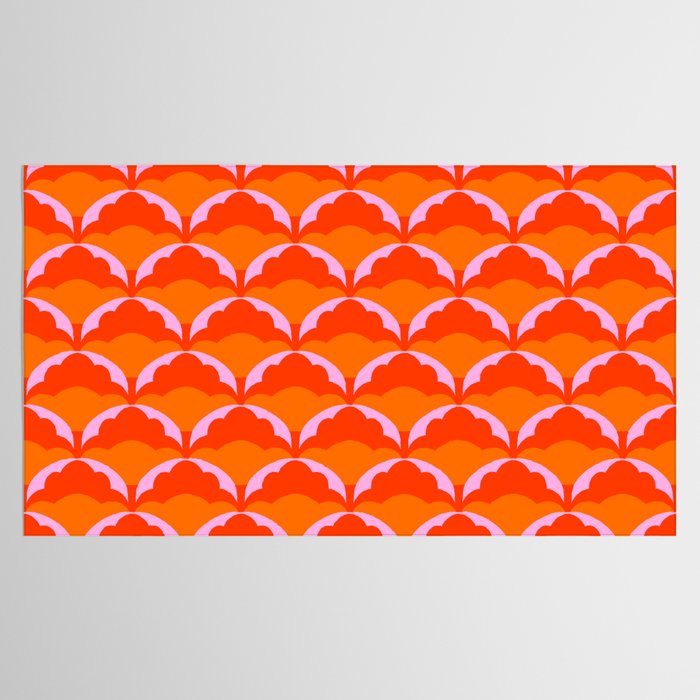 Orange Scalloped Floral Pattern Tablecloth Gallery Image 2