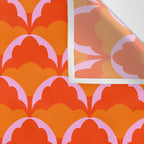 Orange Scalloped Floral Pattern Wall Tapestry Gallery Image 3