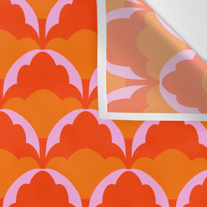Orange Scalloped Floral Pattern Wall Tapestry Gallery Image 3