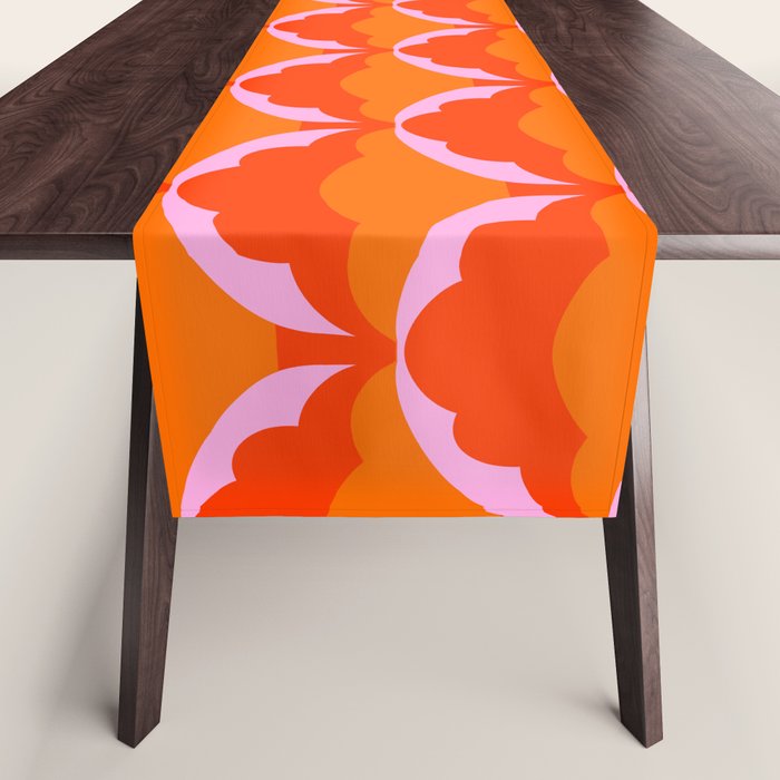 Orange Scalloped Floral Pattern Table Runner Gallery Image 1