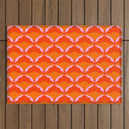 Orange Scalloped Floral Pattern Outdoor Rug Gallery Image 1