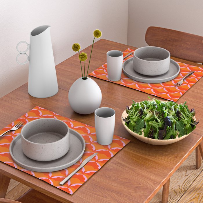Orange Scalloped Floral Pattern Placemat Gallery Image 2
