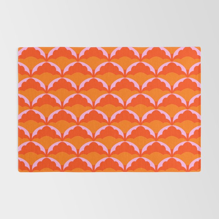 Orange Scalloped Floral Pattern Rug Gallery Image 2