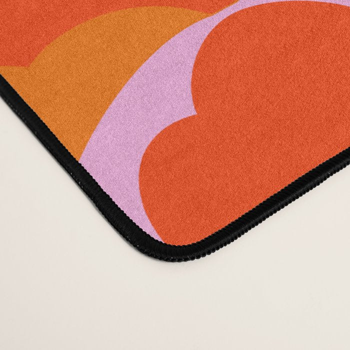 Orange Scalloped Floral Pattern Desk Mat Gallery Image 4