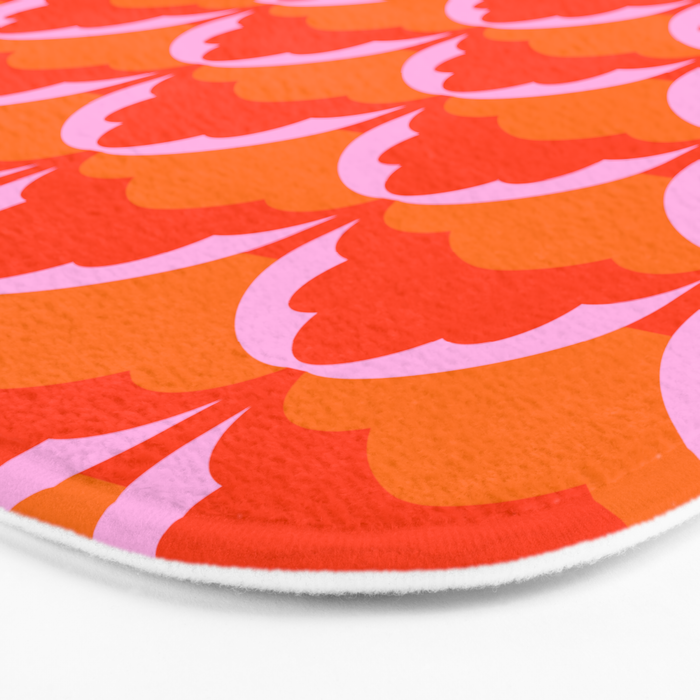 Orange Scalloped Floral Pattern Bath Mat Gallery Image 3