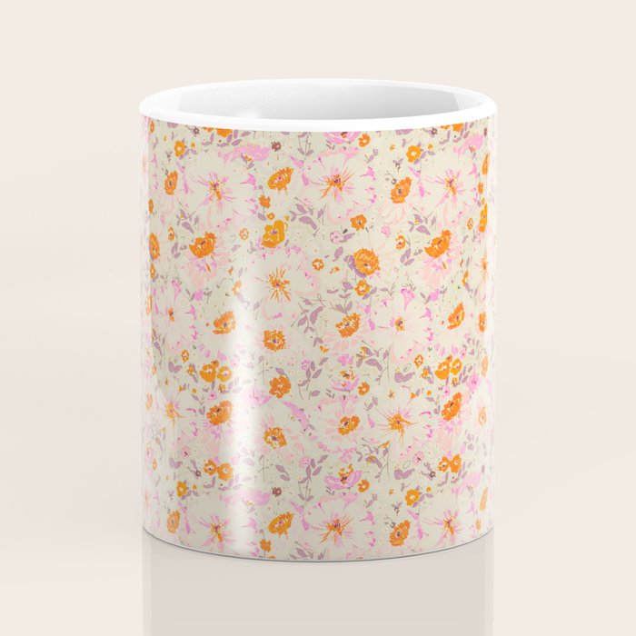 Faded Floral  - pink / citrus Coffee Mug Gallery Image 4