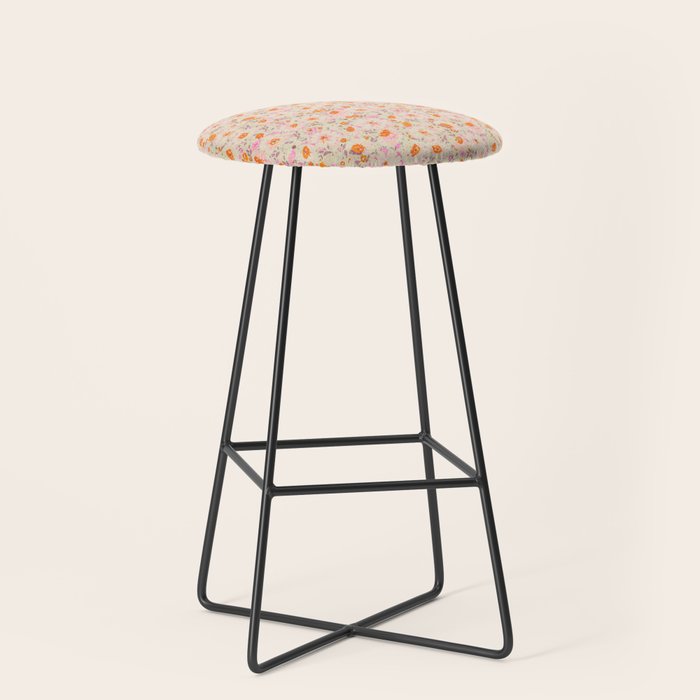 Faded Floral  - pink / citrus Stool Gallery Image 1