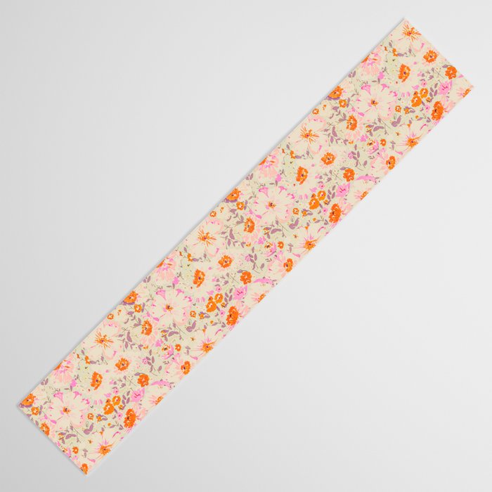Faded Floral  - pink / citrus Table Runner Gallery Image 3