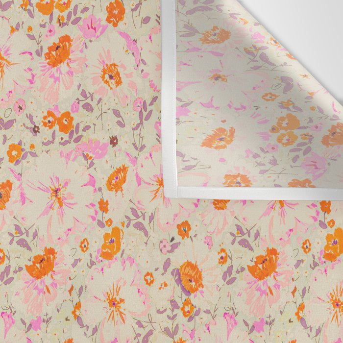 Faded Floral  - pink / citrus Wall Tapestry Gallery Image 3