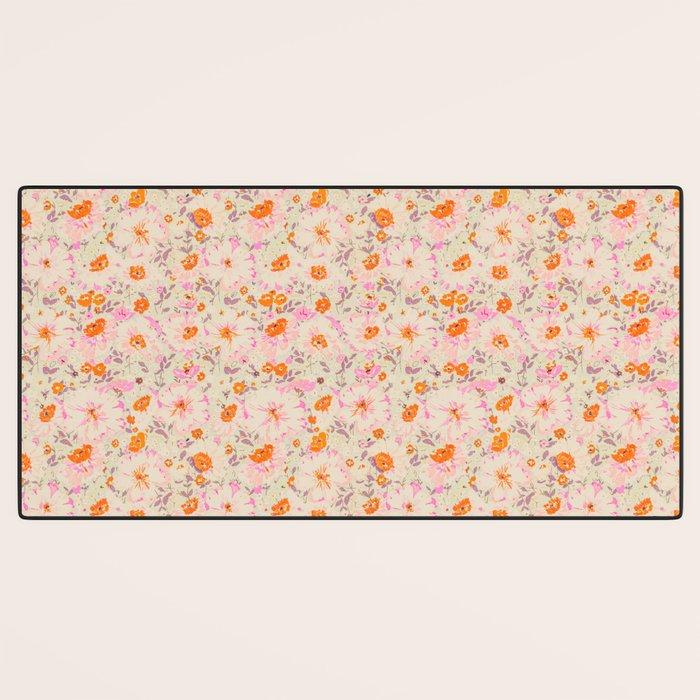 Faded Floral  - pink / citrus Desk Mat Gallery Image 3