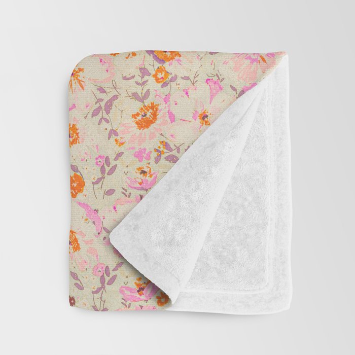 Faded Floral  - pink / citrus Throw Blanket Gallery Image 3
