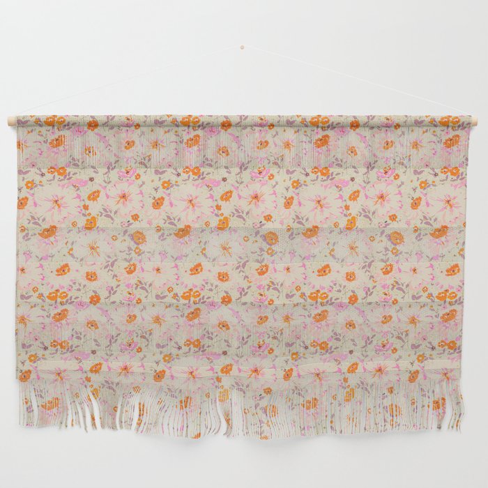 Faded Floral  - pink / citrus Wall Hanging Gallery Image 1