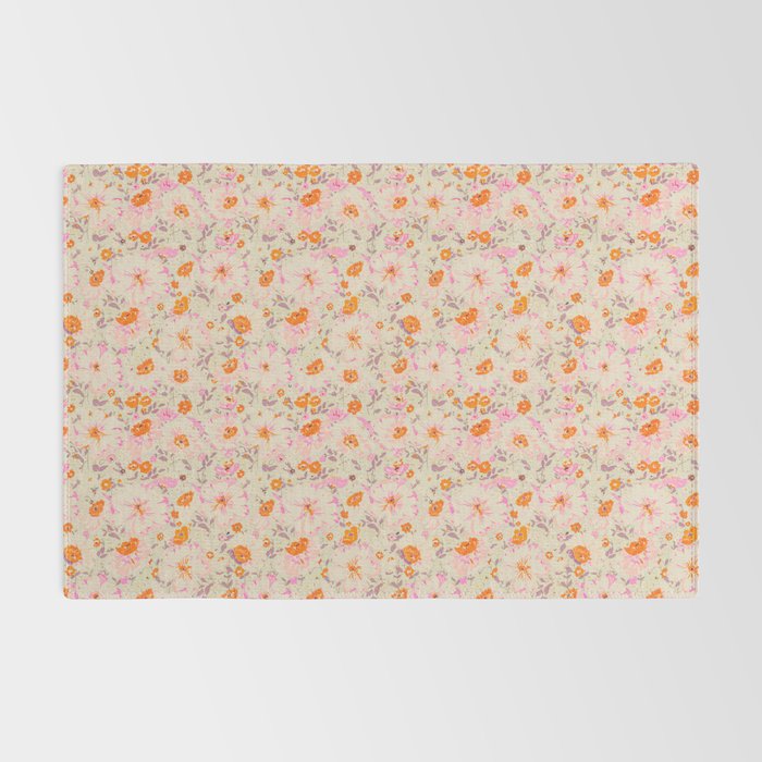 Faded Floral  - pink / citrus Rug Gallery Image 2
