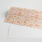 Faded Floral  - pink / citrus Wrapping Paper Gallery Image 2