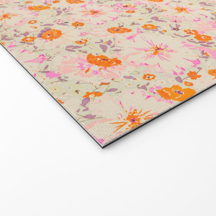 Faded Floral  - pink / citrus Welcome Mat Gallery Image 2