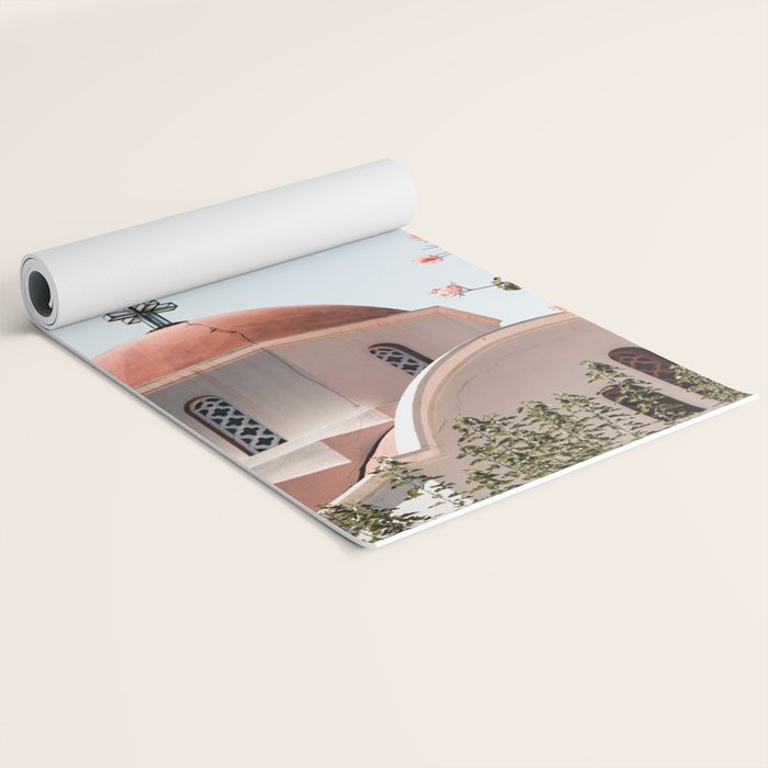 Summer In Greece Art Print | Pink Flowers Photo | Crete Island Holiday | Europe Travel Photography Yoga Mat Gallery Image 2