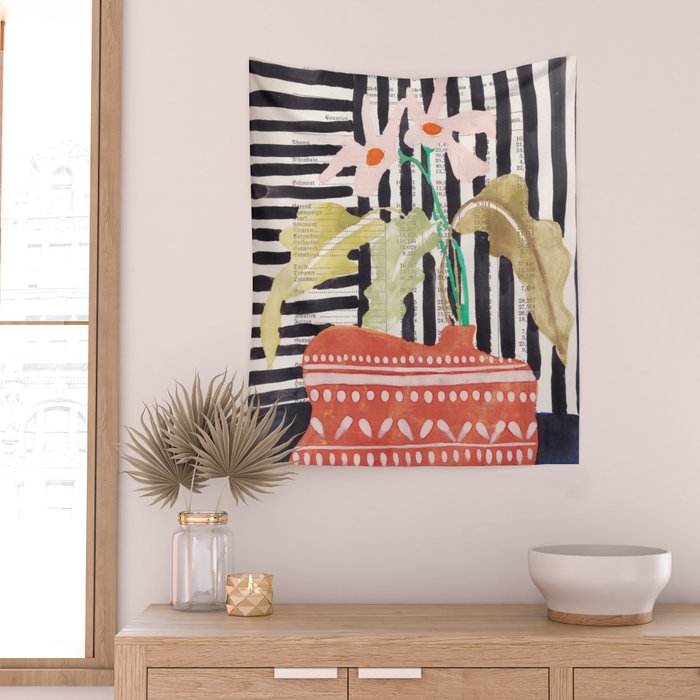 still life  with a vase in modern style, Gouache painting no.13 Wall Tapestry Gallery Image 2