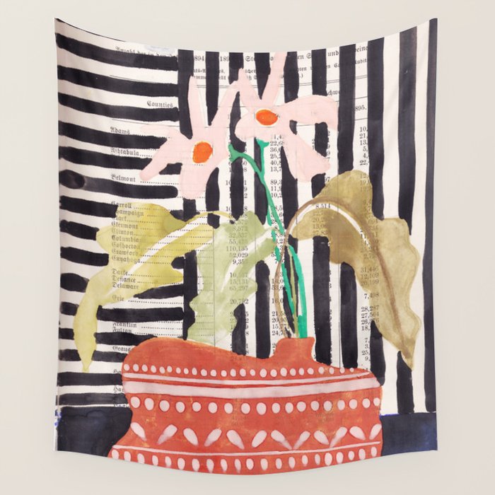 still life  with a vase in modern style, Gouache painting no.13 Wall Tapestry Gallery Image 4