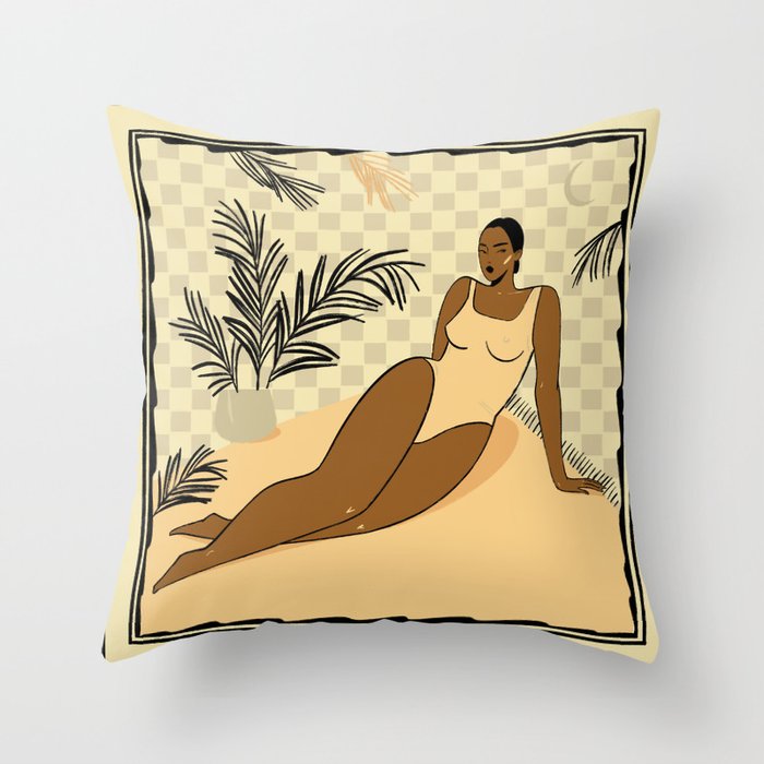  girl on the beach Throw Pillow Gallery Image 1