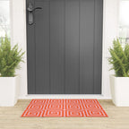 Greek Key Pattern 133 Orange and Pink Welcome Mat Gallery Image 3
