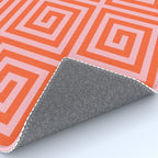 Greek Key Pattern 133 Orange and Pink Rug Gallery Image 4
