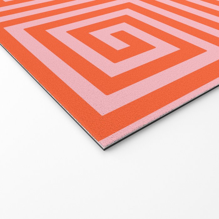 Greek Key Pattern 133 Orange and Pink Welcome Mat Gallery Image 2