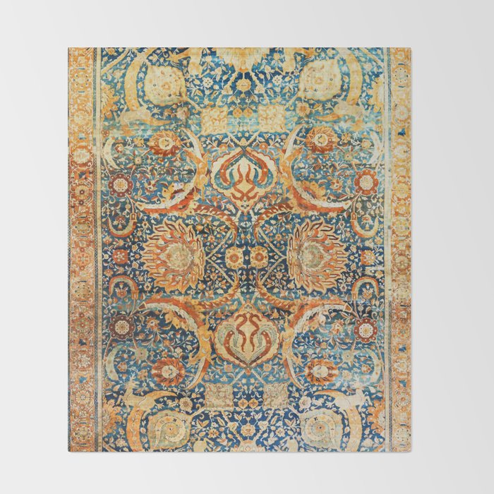 Antique Persian Animal Rug Print Throw Blanket Gallery Image 2