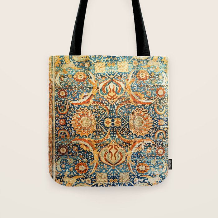Antique Persian Animal Rug Print Tote Bag Gallery Image 1
