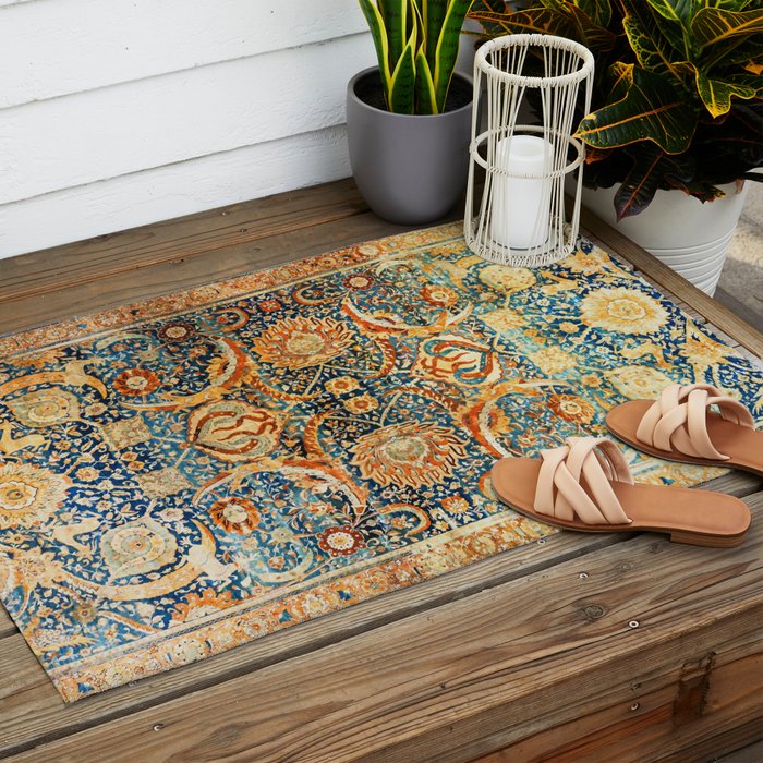 Antique Persian Animal Rug Print Outdoor Rug Gallery Image 2