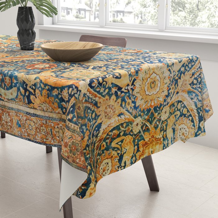 Antique Persian Animal Rug Print Tablecloth Gallery Image 3